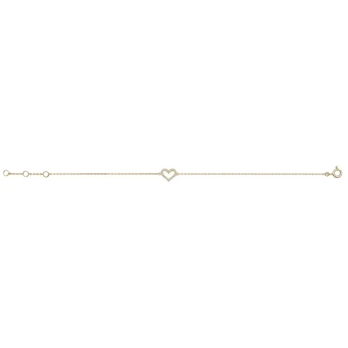 9ct Gold Ladies' 7.25 In Cz Heart Bracelet 0.65g